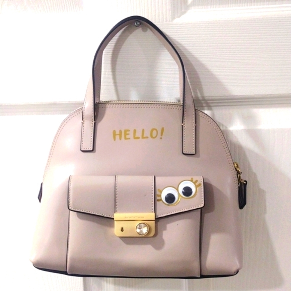 Authentic Samantha Thavasa Always Happiest Grey & Gold Handbag – Zipper Closure